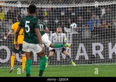 Australien und Saudi-Arabien spielten ihre Welt aus. Cup Qualifying Spiel mit einem 0-0 Unentschieden in nassen Bedingungen. Mit: Matthew Ryan wo: Sydney, Australien Wann: 11 Nov 2021 Credit: WENN Stockfoto