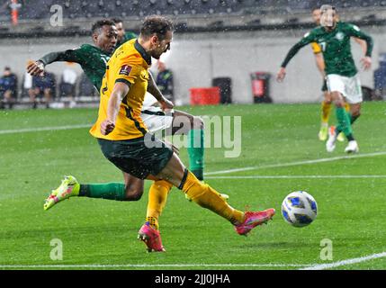 Australien und Saudi-Arabien spielten ihre Welt aus. Cup Qualifying Spiel mit einem 0-0 Unentschieden in nassen Bedingungen. Mit: Martin Boyle wo: Sydney, Australien Wann: 11 Nov 2021 Credit: WENN Stockfoto