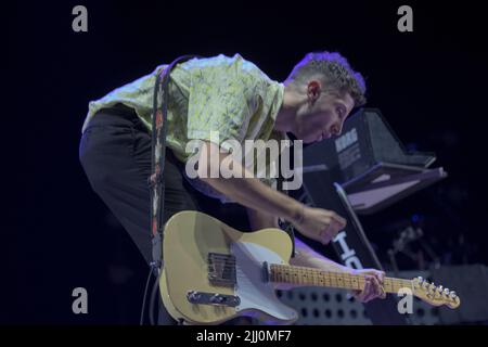 Ferrara, Emilia Romagna, Italien. 21.. Juli 2022. Die Band Cassandra Opener Snger Ermal Meta in Ferrara (Foto: © Carlo Vergani/Pacific Press via ZUMA Press Wire) Stockfoto