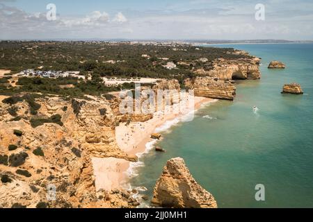 Faro Portugal Luftbild vom Meer von oben Stockfoto