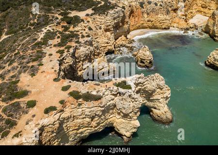 Faro Portugal Luftbild vom Meer von oben Stockfoto