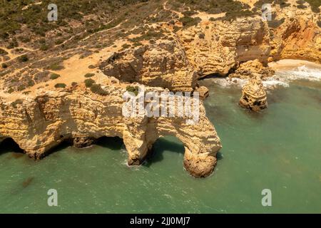 Faro Portugal Luftbild vom Meer von oben Stockfoto