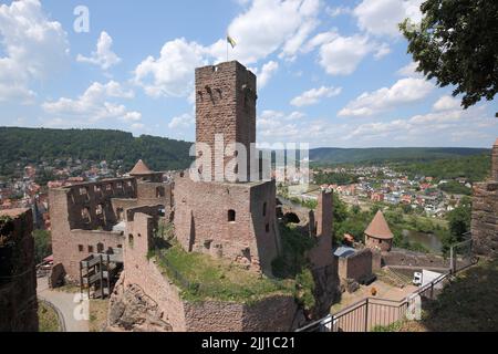 Schloss mit Blick auf Wertheim am Main, Baden-Württemberg, Deutschland Stockfoto