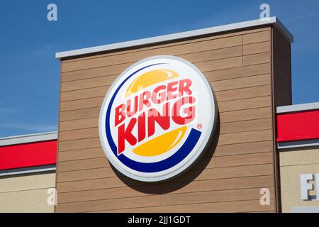 Beschilderung zum Restaurant Burger King Stockfoto