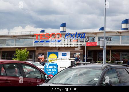 Tesco Extra-Eingang Stockfoto