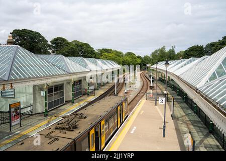 Tynemouth Station, auf der Tyne und Wear Metro, in Tynemouth, North Tyneside, Großbritannien. Stockfoto