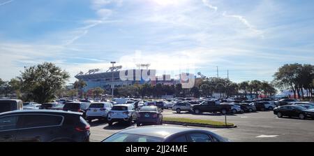 Tampa, Florida Februar 4 2021: Tampa Bay Buccaneers Stadion Panoramablick für den Superbowl LV Stockfoto