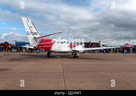 RAF Fairford, Gloucestershire / Großbritannien - Juli 20 2019: Die Reims-Cessna F406 Caravan II der RVL Group, die für die Mariti spezielle Luftvermessungen durchführen Stockfoto