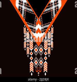Schöne Stickerei.geometrische ethnische orientalische Muster traditionell auf schwarzem Hintergrund.Aztec Stil, abstrakt,, illustration.design für Textur, Stoff, fa Stockfoto
