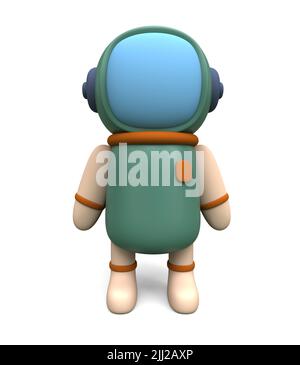 3D Illustration eines bunten lustigen Astronauten mit Raumanzügen Stockfoto