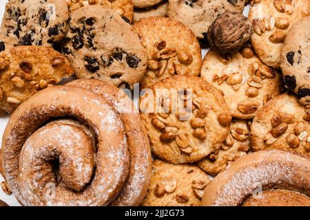 Kulinarischer Hintergrund von Gebäck Stockfoto