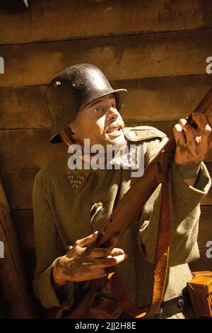 WW I deutsche Armee Graben Truppen Modellfiguren, Bovington Tank Museum. Dorset, Großbritannien Stockfoto