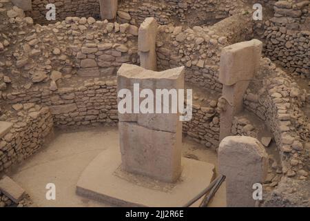 Gobekli Tepe die Zeit Null der Menschheit. Die Tiere von Gobekli Tepe Sanliurfa Türkei Stockfoto