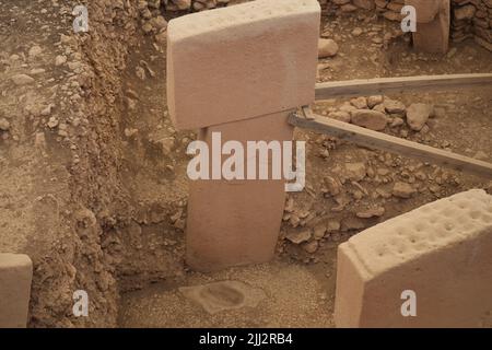 Gobekli Tepe die Zeit Null der Menschheit. Die Tiere von Gobekli Tepe Sanliurfa Türkei Stockfoto