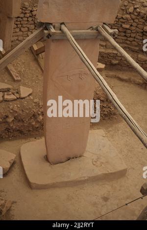 Gobekli Tepe die Zeit Null der Menschheit. Die Tiere von Gobekli Tepe Sanliurfa Türkei Stockfoto