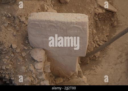 Gobekli Tepe die Zeit Null der Menschheit. Die Tiere von Gobekli Tepe Sanliurfa Türkei Stockfoto