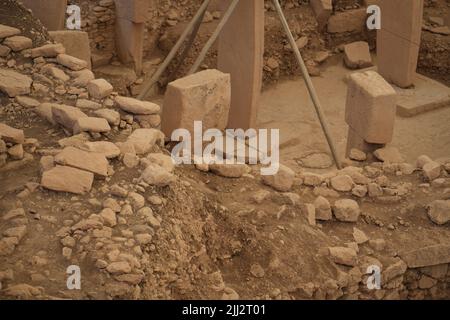 Gobekli Tepe die Zeit Null der Menschheit. Die Tiere von Gobekli Tepe Sanliurfa Türkei Stockfoto