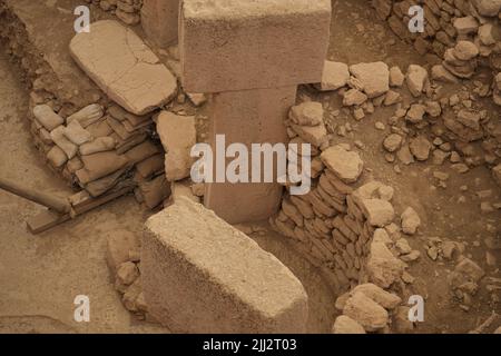 Gobekli Tepe die Zeit Null der Menschheit. Die Tiere von Gobekli Tepe Sanliurfa Türkei Stockfoto