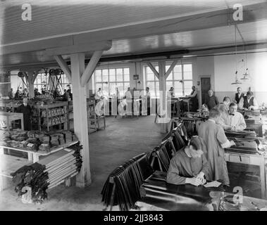 Neu Skofabriks ab Örnen, innen aus der unteren Lederschicht. Stockfoto