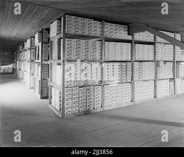 Neue Skofabriks ab Örnen, Innenraum aus dem Lager Nåtling. Stockfoto