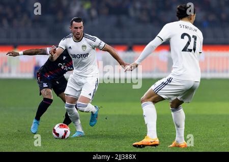 Perth, Australien, 22. Juli 2022. Jack Harrison von Leeds United kontrolliert den Ball beim ICON Festival of International Football Spiel zwischen Crystal Palace und Leeds United im Optus Stadium am 22. Juli 2022 in Perth, Australien. Quelle: Graham Conaty/Speed Media/Alamy Live News Stockfoto