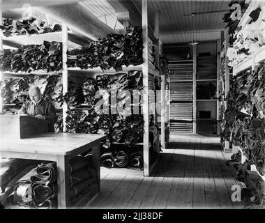 Neue Skofabriks ab Örnen, innen aus der Lederschicht. Stockfoto