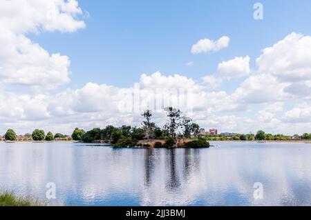 Stausee in Walthamstow Wetlands, London, England Stockfoto