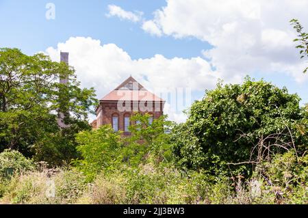 The Engine House mit dem Larder Cafe im Walthamstow Wetlands, London Stockfoto