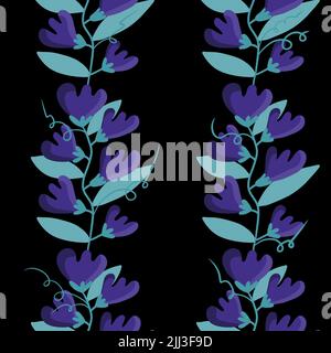 Florale nahtlose Cartoon-Blumenmuster zum Einwickeln von Papier und Stoffen und Accessoires und Kleidung drucken und Kinder. Hochwertige Illustration Stockfoto