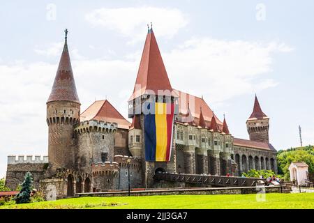 Corvin Castle, oder Hunyad Castle ist eine gotische Burg in Siebenbürgen, Rumänien Stockfoto