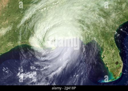 Hurrikan Katrina, ein verheerender Sturm der Kategorie 5, der am 29. August 2005 in der Nähe von New Orleans, Louisiana, landeinstürze. (USA) Stockfoto