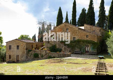 Ölmühle der Weinkellerei La Vialla, Castiglion Fibocchi, Toskana, Italien Stockfoto