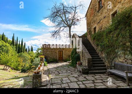 Ölmühle der Weinkellerei La Vialla, Castiglion Fibocchi, Toskana, Italien Stockfoto