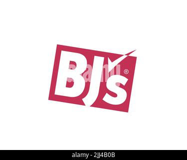 BJ's Wholesale Club, gedrehtes Logo, weißer Hintergrund B Stockfoto