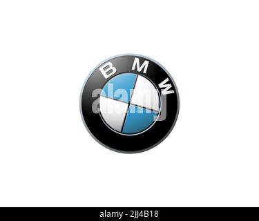 BMW Indien, gedrehtes Logo, weißer Hintergrund B Stockfoto