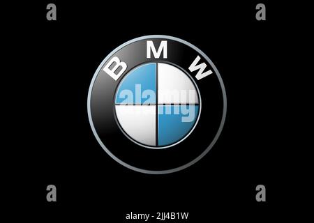 BMW Bank, Logo, schwarzer Hintergrund Stockfoto