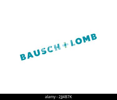 Bausch & Lomb, gedrehtes Logo, weißer Hintergrund Stockfoto