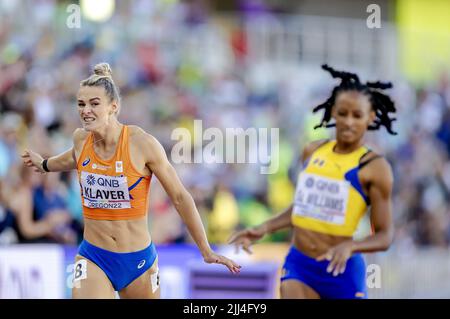 Oregon, USA. 23.. Juli 2022. EUGENE - Lieke Klaver im Einsatz beim Finale 400m am achten Tag der Leichtathletik-Weltmeisterschaften im Hayward Field Stadium. ANP ROBIN VAN LONKHUIJSEN Credit: ANP/Alamy Live News Stockfoto