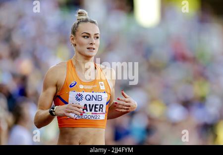 Oregon, USA. 23.. Juli 2022. EUGENE - Lieke Klaver im Einsatz beim Finale 400m am achten Tag der Leichtathletik-Weltmeisterschaften im Hayward Field Stadium. ANP ROBIN VAN LONKHUIJSEN Credit: ANP/Alamy Live News Stockfoto