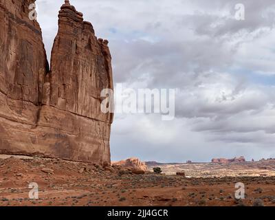 Foto des Organs in Courthouse Towers Clusters im Arches National Park in Moab, Utah, USA, durchgeführt in Works Project Administrat Stockfoto