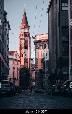 Blick auf die Straße von San Gottardo, Mailand Stockfoto