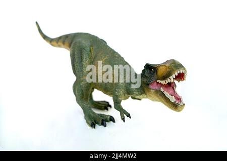 Tyrannosaurus Dinosaurier Spielzeug isoliert auf weißem Hintergrund mit Clipping Pfad. Hochwertige Fotos Stockfoto