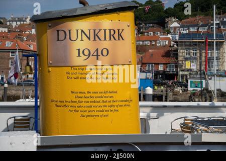 SCARBOROUGH, NORTH YORKSHIRE, Großbritannien - 18. JULI: Hommage an Dunkirk in Scarborough, North Yorkshire am 18. Juli 2022 Stockfoto