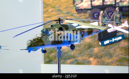 30. August 2019, Region Moskau, Russland. Modell des russischen Transport- und Kampfhubschraubers Mil Mi-35M Stockfoto