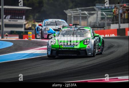 Le Castellet, Frankreich. 23.. Juli 2022. 19 BOCCOLACCI Dorian (Fra), Aktion während der 5. Runde des Porsche Supercup 2022, vom 22. Bis 24. Juli 2022 auf dem Circuit Paul Ricard, in Le Castellet, Frankreich - Foto Marc de Mattia / DPPI Credit: DPPI Media/Alamy Live News Stockfoto