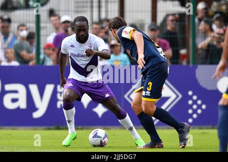 Foto: Daniele Montigiani/LaPresse 22 07 2022 - Moena, Italia Sport amichevole Estiva, AC Fiorentina - AC Trento Nella foto: Jonathan Ikone' Photo Daniele Montigiani/LaPresse 22 07 2022 - Moena, Italien Sportvorsaison Sommertestspiel, AC Fiorentina VS AC Trento auf dem Foto: Jonathan Ikone' Stockfoto