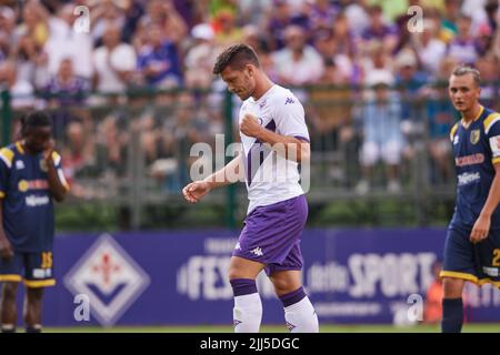 Foto: Daniele Montigiani/LaPresse 22 07 2022 - Moena, Italia Sport amichevole Estiva, AC Fiorentina - AC Trento Nella foto: Luka Jovic Foto Daniele Montigiani/LaPresse 22 07 2022 - Moena, Italien Sportvorsaison Sommertestspiel, AC Fiorentina VS AC Trento auf dem Foto: Luka Jovic Stockfoto