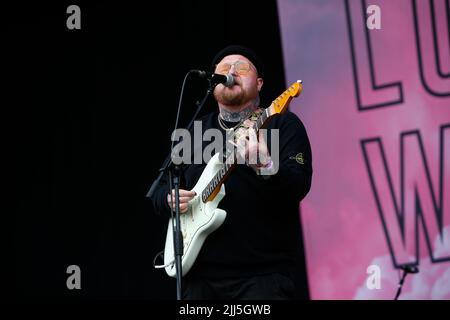 Sheffield, Großbritannien. 23.. Juli 2022. Thom Rylance von den Lotteriegewinnerinnen in Sheffield, Großbritannien am 7/23/2022. (Foto von Ben Early/News Images/Sipa USA) Quelle: SIPA USA/Alamy Live News Stockfoto