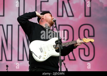 Sheffield, Großbritannien. 23.. Juli 2022. Thom Rylance von den Lotteriegewinnerinnen in Sheffield, Großbritannien am 7/23/2022. (Foto von Ben Early/News Images/Sipa USA) Quelle: SIPA USA/Alamy Live News Stockfoto