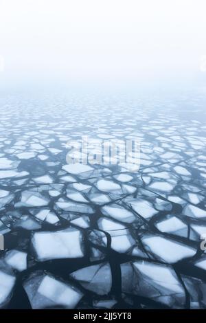 Eis schwimmt im Fluss Havel Stockfoto